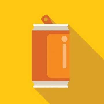 Aluminum can with ring pull tab casting long shadow on yellow background イラスト素材