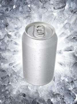 Aluminum cans on a Ice broken splash background Stockillustratie
