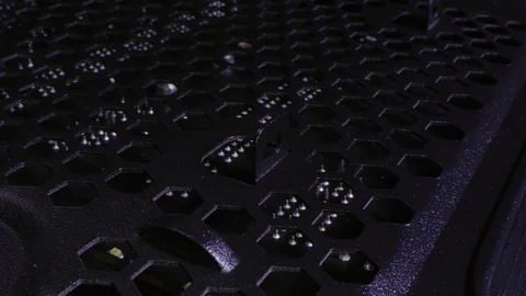 Aluminum case protects computer chips, microprocessors, slots. Close up Video stock 106638356