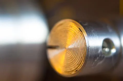 Aluminum control knobs retro home audio system 스톡 사진