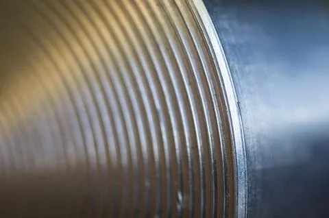 Aluminum control knobs retro home audio system Foto stock