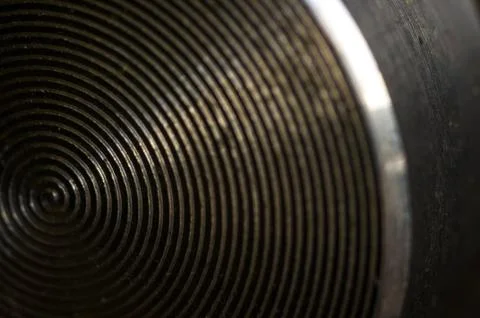 Aluminum control knobs retro home audio system Foto stock