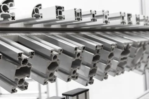 Aluminum cross-section frames are used to make the structure of the product.. Stock Photos