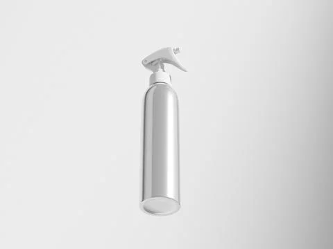 Aluminum cylindrical Trigger spray bottle mockup, metallic sprayer packaging Stock Illustration