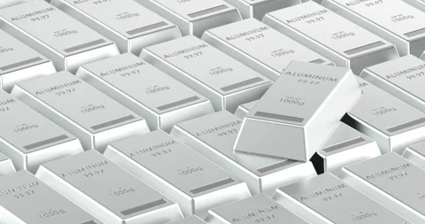 Aluminum ingot background with moving camera animation 3D rendering Stock Footage 330800085