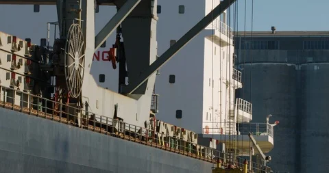Aluminum ingots being loaded onto a ship for export in Australia. Stock Footage 86849327