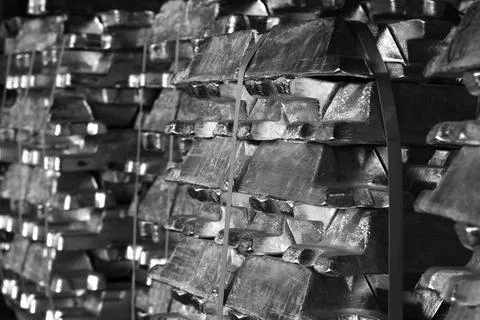 Aluminum ingots horizontal format Stock Photos