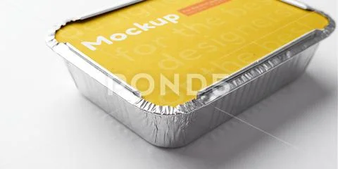 Aluminum lunchbox mockup on a white background, side view PSD Template