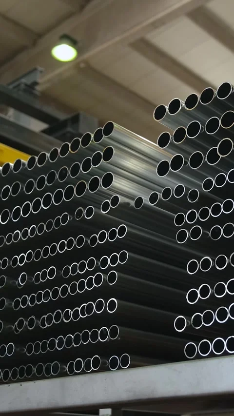 Aluminum Pipe Storage Vertical Video 库存影片 334877681
