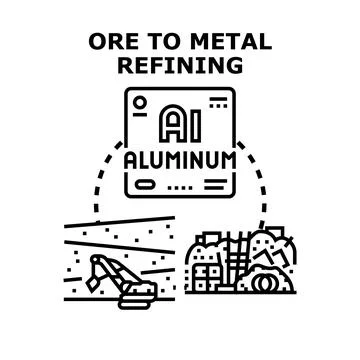 Aluminum production process, extract mining and metal refining Stock Illustration