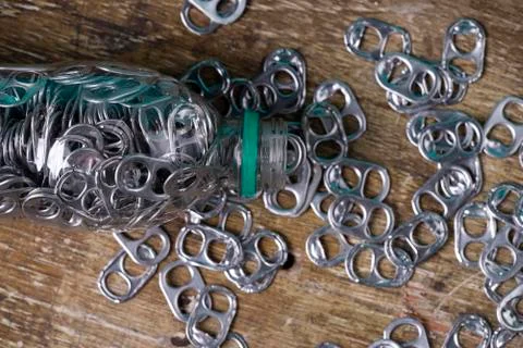 Aluminum pull tabs Stock Photos