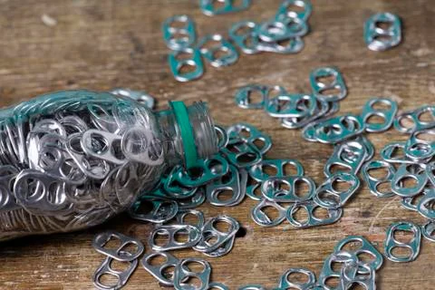 Aluminum pull tabs Stock Photos