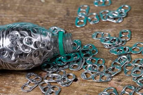 Aluminum pull tabs Stock Photos