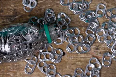 Aluminum pull tabs Stock Photos