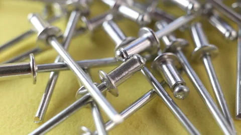 Aluminum rivet riveting machine for the construction of extremely close-up. All- Stock Footage 129638009