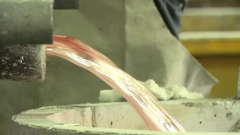 Aluminum smelting slow motion Stock Footage