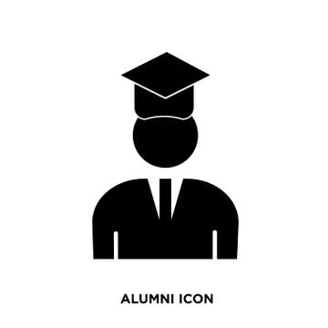 Alumni icon,student flat vector sign isolated on white background. Simple vec Stock Illustration