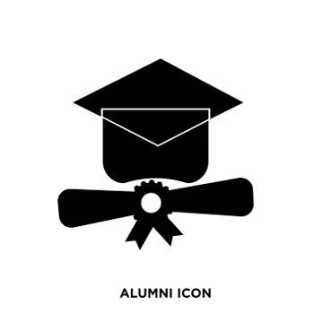 Alumni icon,student flat vector sign isolated on white background. Simple vec Stock Illustration