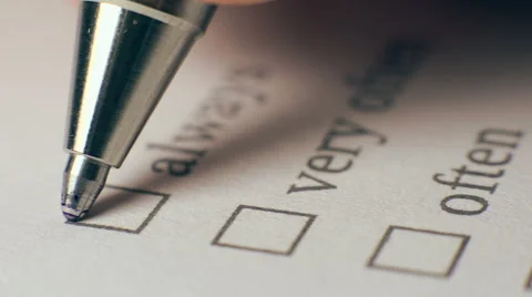 Always Checkbox Marking Survey, Close up of a woman's hand with pen Vídeo Stock 43214880