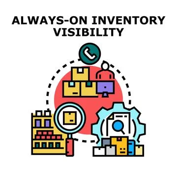 Always on inventory visibility management system concept Stock Illustration