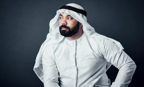 Always looking towards the future. Studio shot of a young man dressed in Islamic Stock Photos