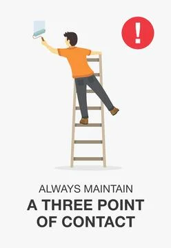 Always maintain a three point of contact while using ladder. Stock Illustration