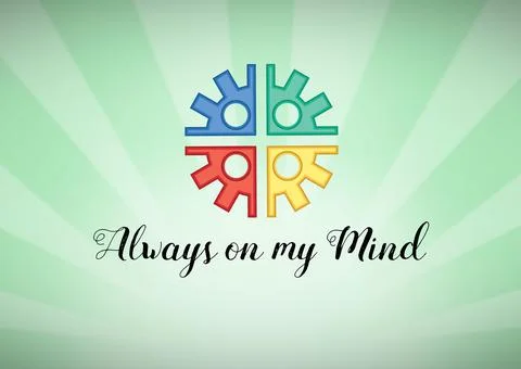 Always on my mind text and abstract geometric shape against green radial Ilustración de archivo