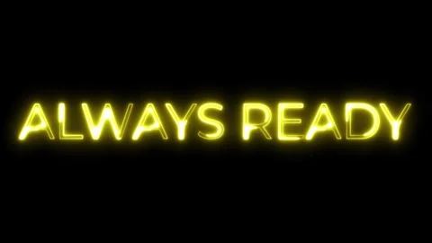 Always Ready Neon Text Animation on Black Background Stock Footage 329518282