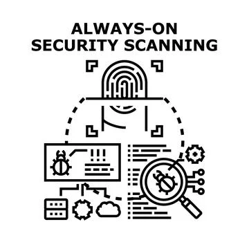Always on security scanning protecting digital data Stock Illustration