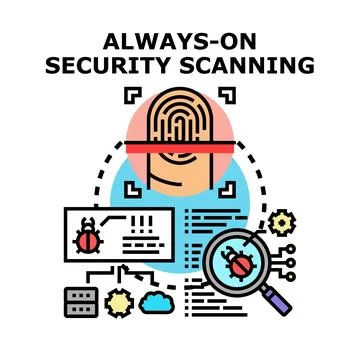 Always on security scanning protecting digital data Stock Illustration