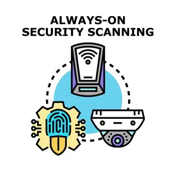 Always on security scanning system protecting data Stock Illustration