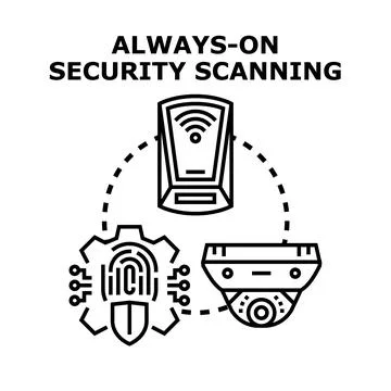 Always on security scanning system protecting data Stockillustratie