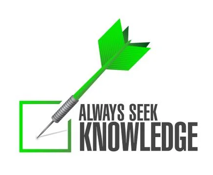 Always seek knowledge check dart sign concept Stock Illustration