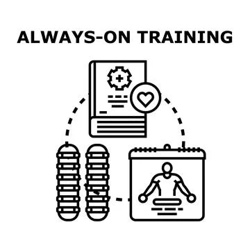 Always on training concept for continuous learning fitness Ilustración de archivo