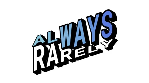 ALWAYS vs RARELY, 3D Text Animation in Isometric View with Opposite Word Motion Stock Footage 314263248