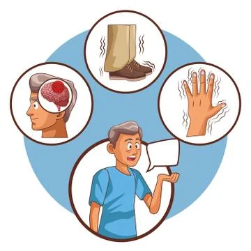 Alzhaimer old man round icons Stock Illustration
