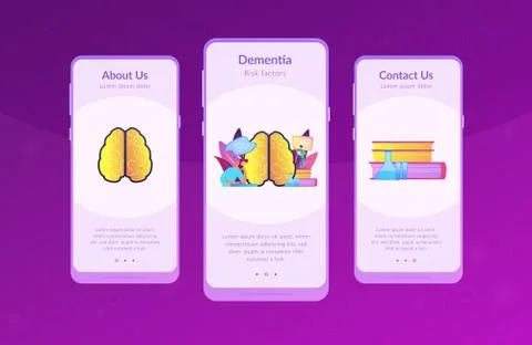 Alzheimer disease app interface template. Illustrazione stock