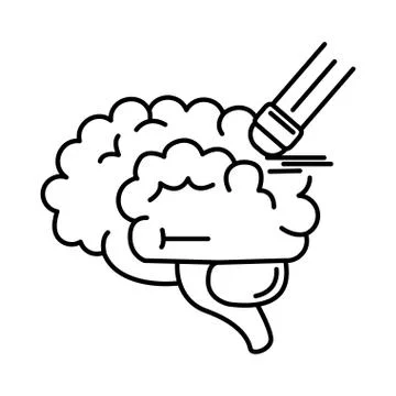 Alzheimer disease, brain amnesia, decrease in mental human ability line style Stock Illustration