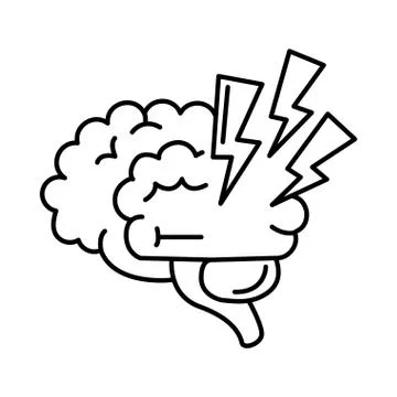 Alzheimer disease, brain confuse, decrease in mental human ability line style Stock Illustration