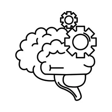 Alzheimer disease, brain mechanic function gears, decrease in mental human Illustrazione stock