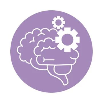 Alzheimer disease, brain mechanic function gears, decrease in mental human Stock Illustration