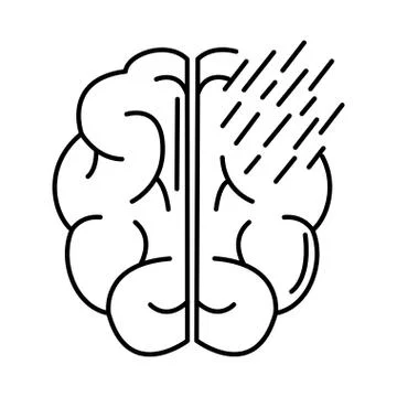 Alzheimer disease, memory loss, decrease in mental human ability line style icon イラスト素材