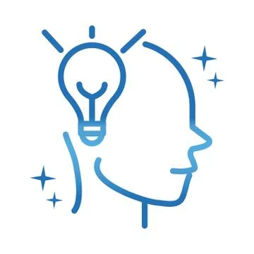 Alzheimers disease neurological brain creativity idea gradient line icon Stock Illustration