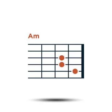 Am, Basic Guitar Chord Chart Icon Vector Template Stock Illustration