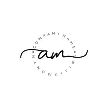 AM Initial handwriting logo design Stock Illustration