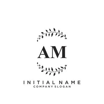 AM Initial handwriting logo design Stock Illustration