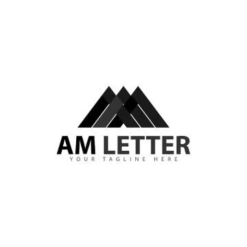 AM letter and initial logo design template isolated on white background Stock Illustration