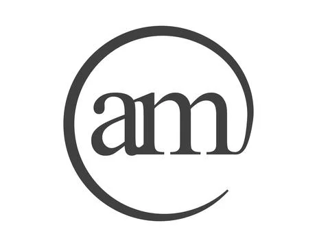 AM logo from two letter with circle shape email sign style. A and M round l.. Stock Illustration