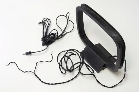 Am loop antenna and the antenna cable with male connector Stock Photos