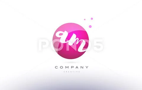 Am a m sphere pink 3d hand written alphabet letter logo: Graphic #73029941